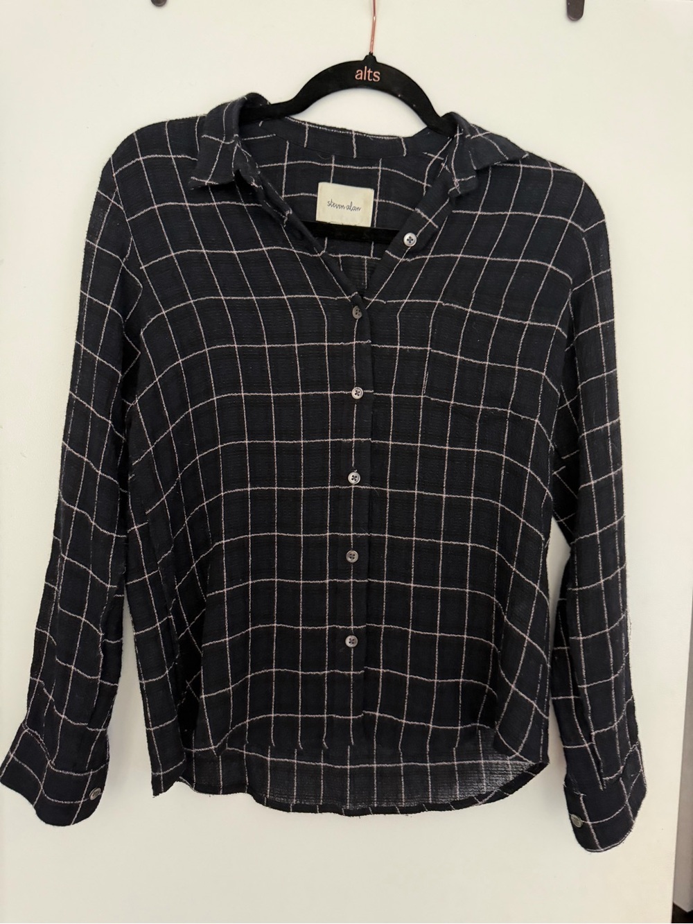 Steven Alan Black Windowpane Check Shirt